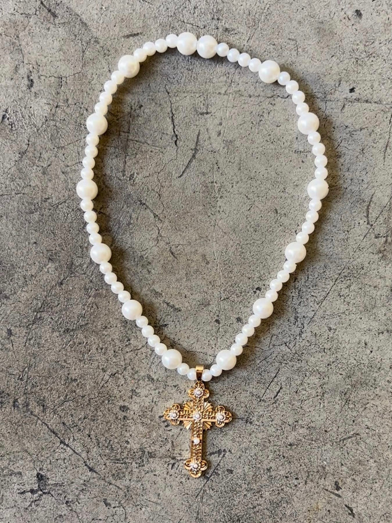 Cross beaded necklace